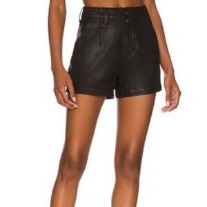 Paige Pleated Mayslie Short in Midnight Black Oil Coating Size 30 New